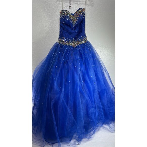 Studio 17 Prom and Pageant Boutique Dress Gown 12470 Size 2 Royal Blue Rhineston - Picture 1 of 16